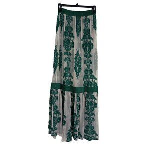 Altard State Maxi Skirt XS Cover Floral Embroidered Mesh With Elastic Waistband